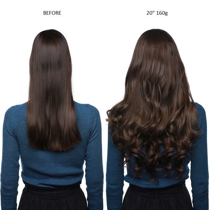 Kriyya Clip In 20 Inch Hair Extensions Dark Brown 100% Human Hair Extensions