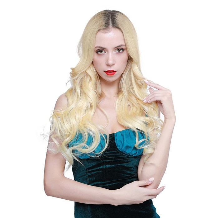 Kriyya Remy Hair Seamless Clip Ins Platinum Blonde Human Hair Extensions
