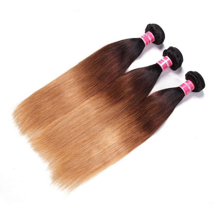 Kriyya Straight 3 Bundles Three Tone Ombre Virgin Hair Malaysian Weave Hair