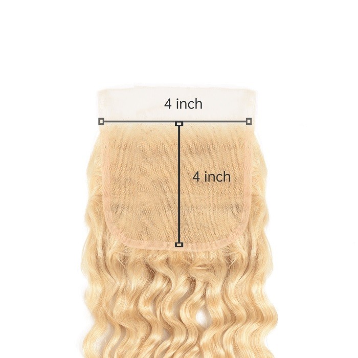 Kriyya Deep Wave Human Hair Lace Closure 613 Blonde 100% Virgin Human Hair 4x4 Lace Closure 10-18 Inch