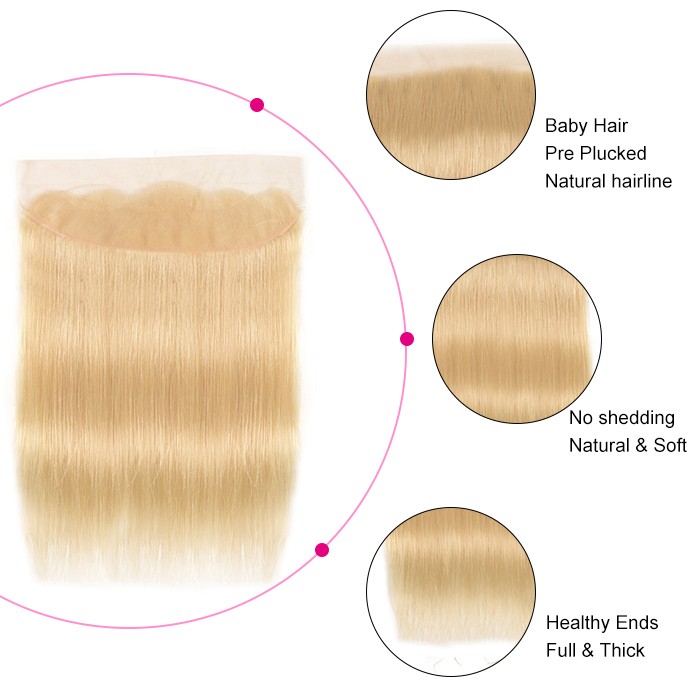 Kriyya 613 Blonde Color Straight Virgin Hair 13x4 Lace Frontal Sew In