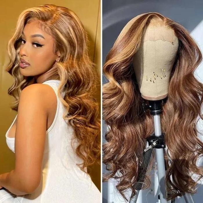 Flash Sale 13X4 Honey Blonde Highlight Ombre Body Wave Lace Front Wigs