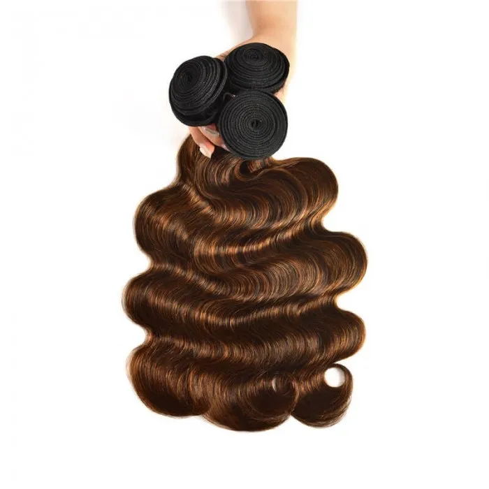 Kriyya Brown Balayage #1b/30 Highlight Color Body Wave Human Virgin Hair Bundles Deal