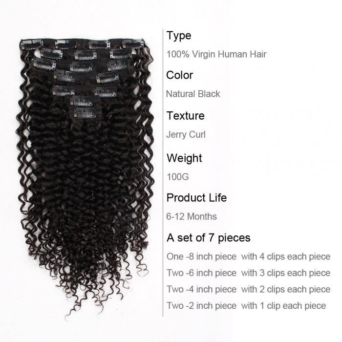 BOGO Sale - 22 Inch Kriyya Curly Clip In Hair Extensions Natural Black Hair Extensions