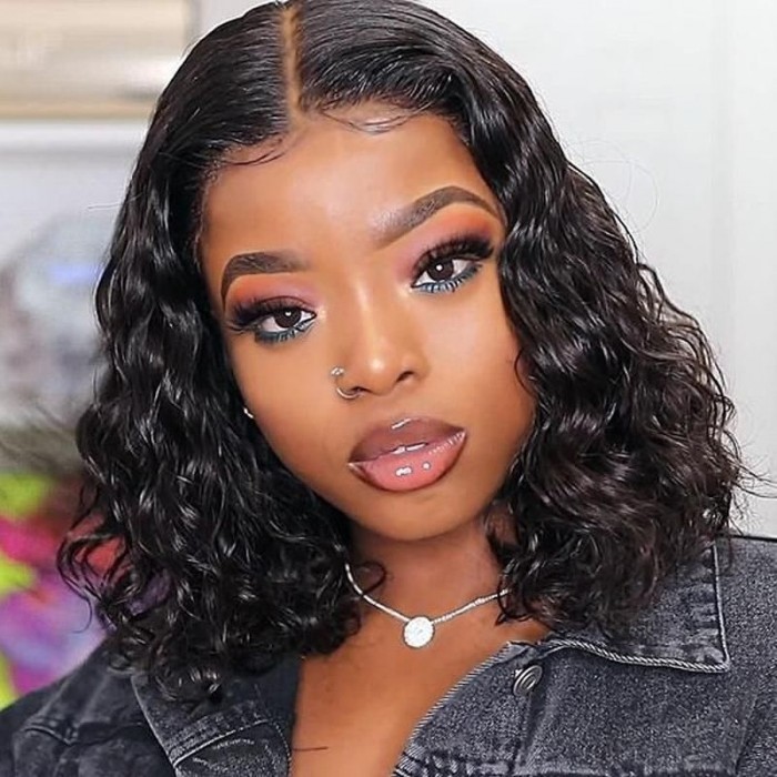 BOOM Sale! 12 Inches Water Wave 4X4 Lace Closure Bob Wig Only $99