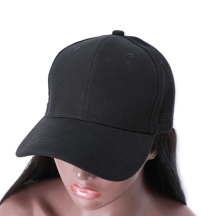 Kriyya Baseball Cap Wig With Hair Extensions Straight Human Hair Wig For Women 20 inch Natural Color