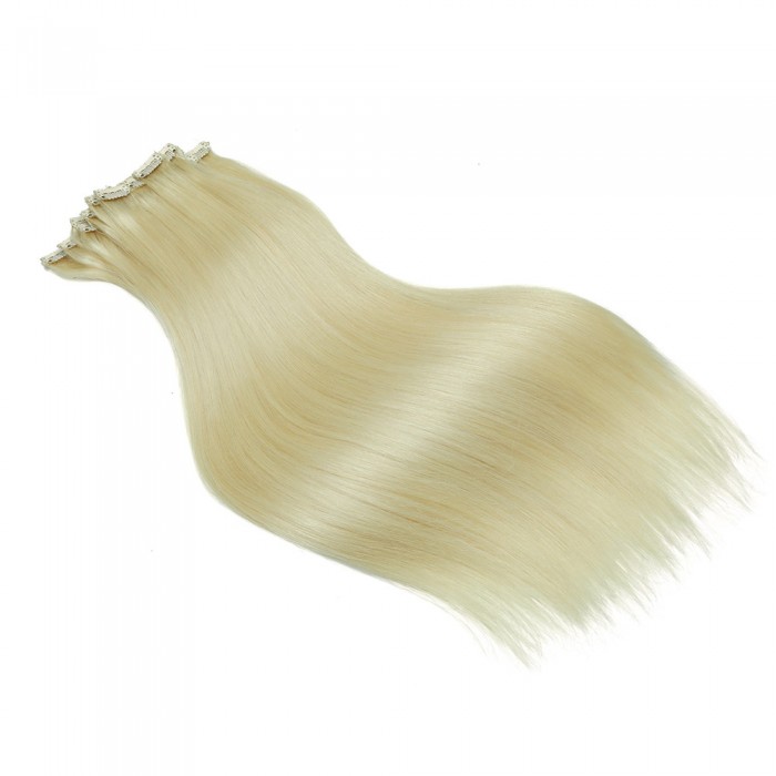 Kriyya 100g Clip Ins 100 Remy Human Hair Platinum Blonde 18-22 Inch Hair Extensions