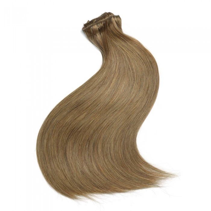 Kriyya 100g Clip In Real Hair Extensions Light Golden Brown Virgin Remy Hair
