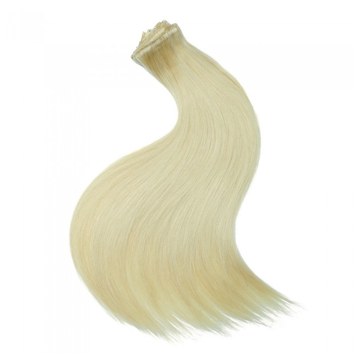 Kriyya 100g Clip Ins 100 Remy Human Hair Platinum Blonde 18-22 Inch Hair Extensions