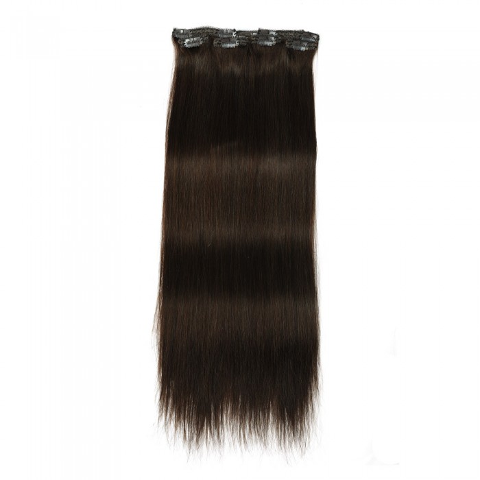 Dark Brown Real Human Hair Extensions Clip Ins 100 Human Hair 100G 18 Inch Hair  Extensions For Sale 