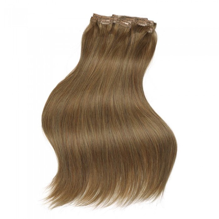 Kriyya 120g Real Hair Extensions Clip In Light Golden Brown Human Hair Extensions