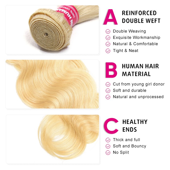 Kriyya Body Wave Bundles 613 Blonde Hair 1 Bundle Human Hair