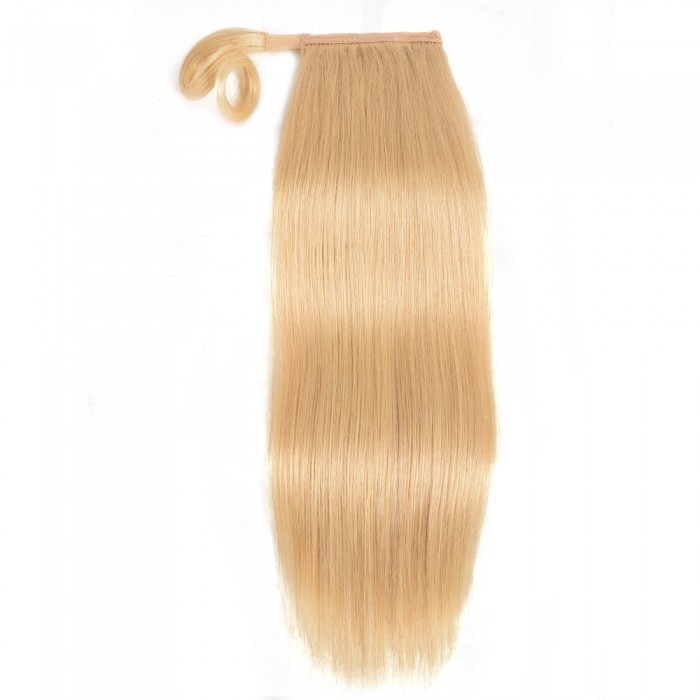 Kriyya 18 Inch Human Hair Ponytail Extension Blonde Hair