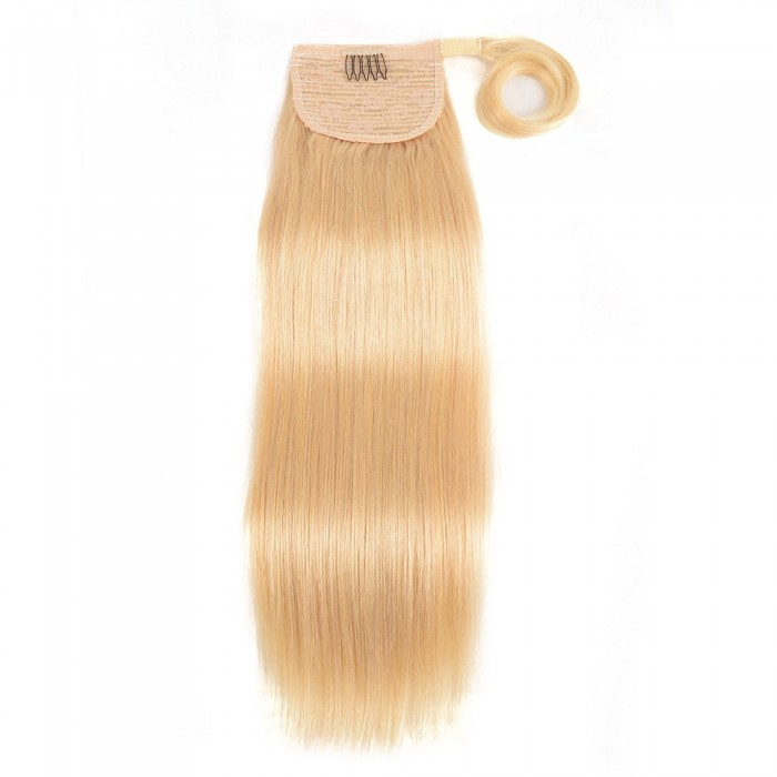 Kriyya 24 Inch Wrap Ponytail Extension Hair Extensions 100g Blonde Hair