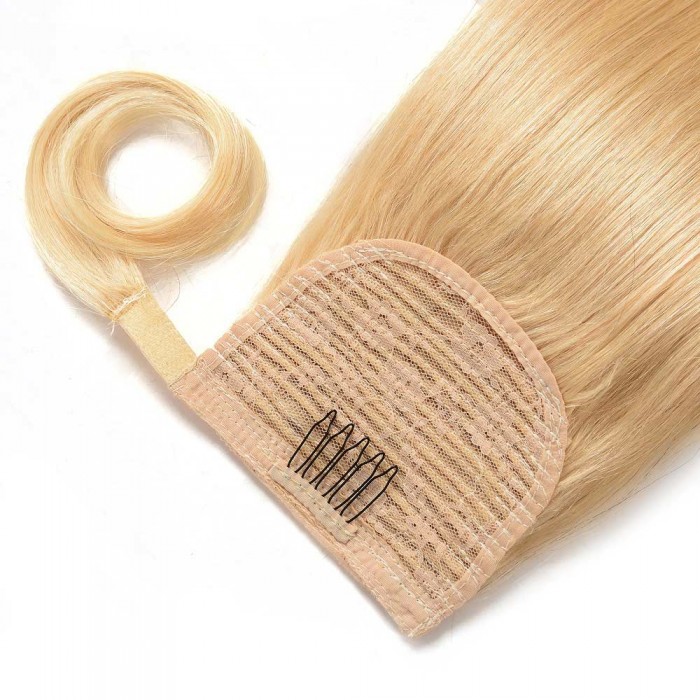 Kriyya 18 Inch Human Hair Ponytail Extension Blonde Hair