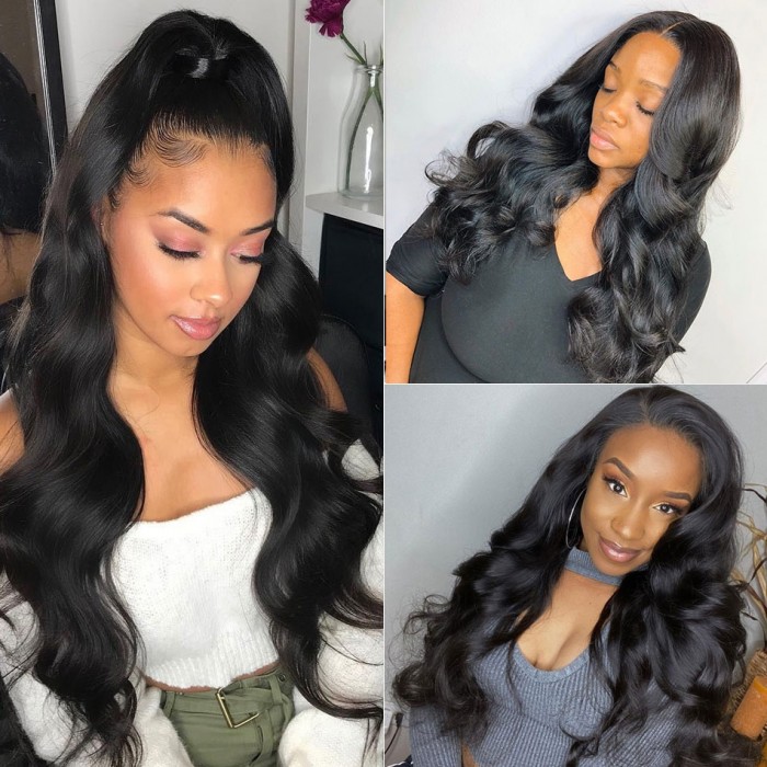 Kriyya Transparent 13x4 Lace Front Human Hair Wigs Body Wave Human Hair 180% Density