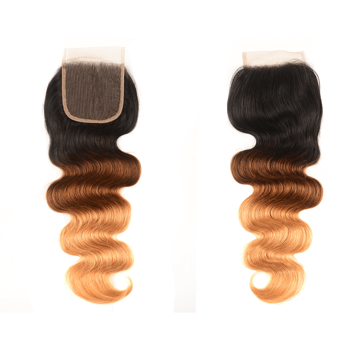 Kriyya Body Wave Virgin Hair Three Tone Ombre 3 Bundles With Lace Closure 4x4 Inch Malaysian Hair