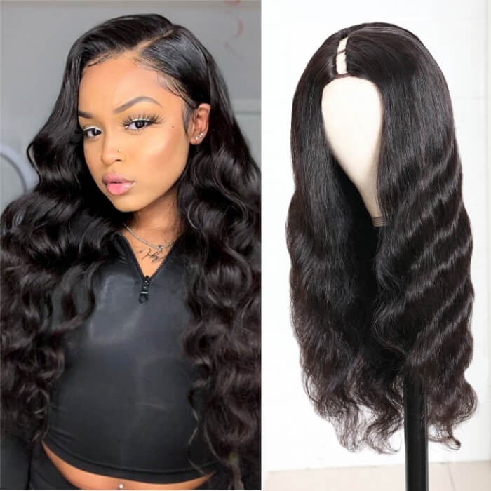 Kriyya Body Wave Middle Part  1x3 U Part Wig 150% Density Glueless Wigs Natural Color