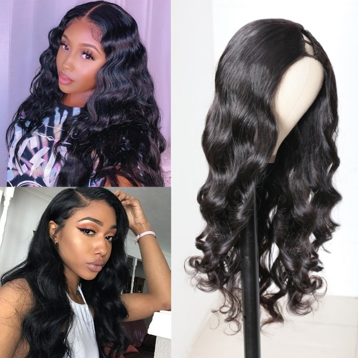Kriyya Body Wave Middle Part  1x3 U Part Wig 150% Density Glueless Wigs Natural Color
