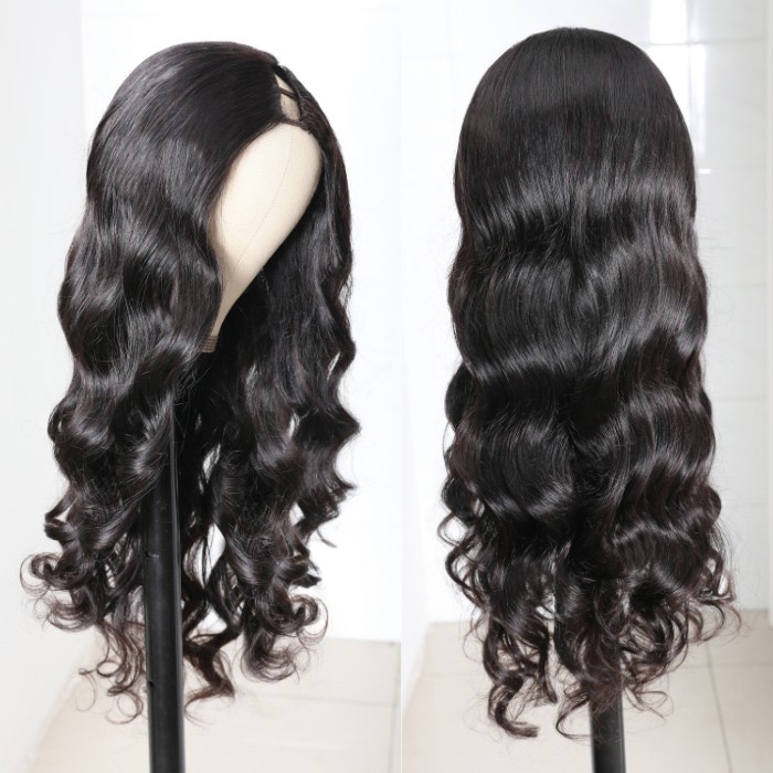 Kriyya Body Wave Middle Part  1x3 U Part Wig 150% Density Glueless Wigs Natural Color