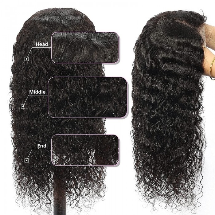 Kriyya 16 Inch Curly 4x4 Lace Closure Wigs 100% Remy Human Hair Wig Pre Plucked 150% Density 