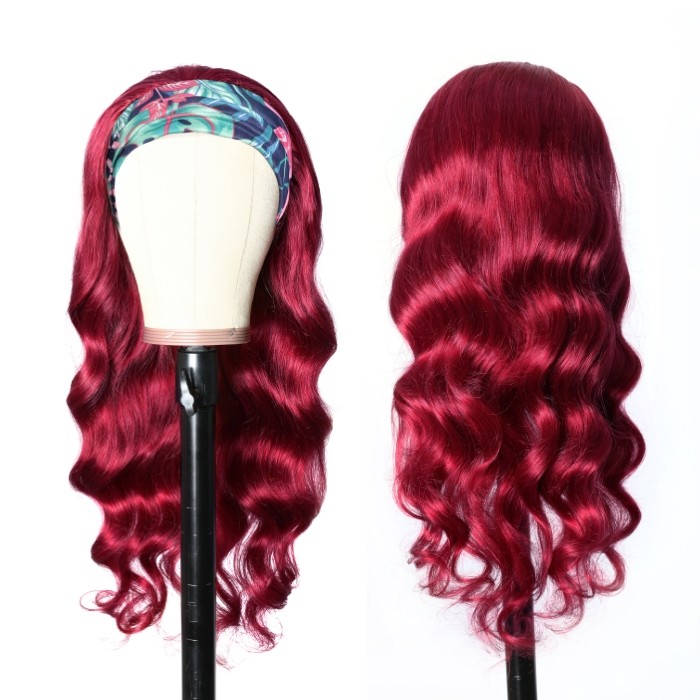 Kriyya Human Hair Headband Wigs Burgundy Wine Red Body Wave Best Brazilian Human Hair Wigs For Women