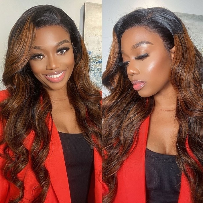 Kriyya 13X4 Lace Front Wigs Highlight Balayage #FB30 Body Wave Wig Shadow Root Blonde Wigs Favorable Price