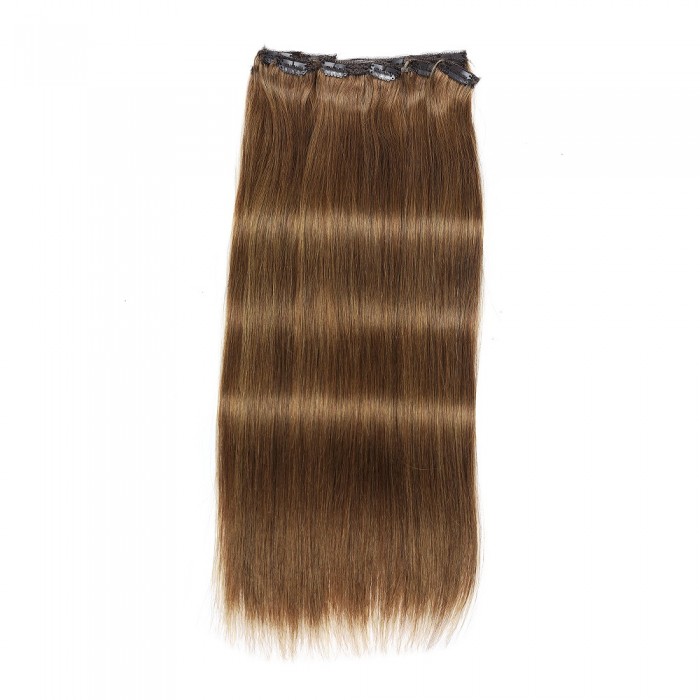 Kriyya Remy Hair Clip In Hair Extensions 22 Inch Chestnut Brown