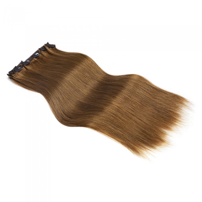 Kriyya Clip In Hair Extensions Chestnut Brown 24 Inch Remy Hair