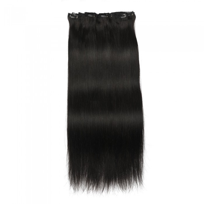 Kriyya 160g Remy Clip In Hair Extensions Natural Black Human Hair Extensions