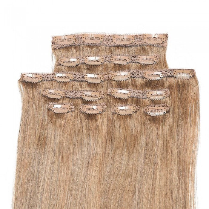 Kriyya 220g Best Clip In Hair Extensions Strawberry Blonde Remy Hair 20-24 Inch Hair Extensions