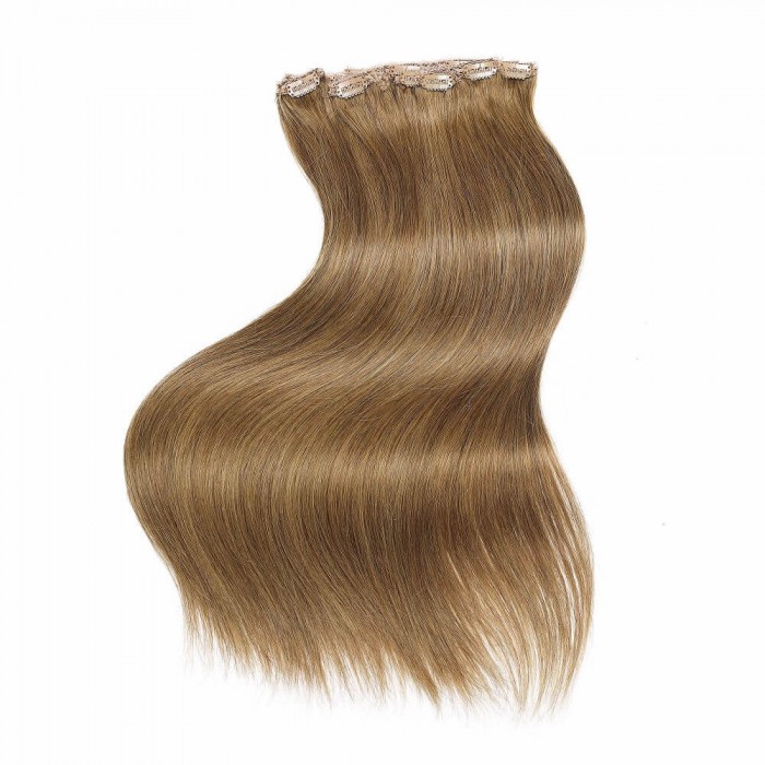 Kriyya Remy Hair Clip In Extensions Medium Golden Brown 24 Inch