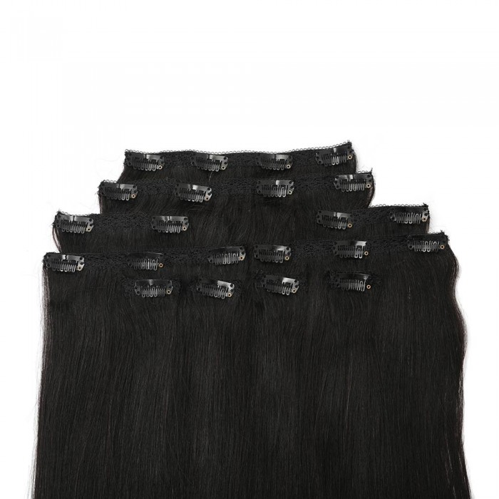 Kriyya 160g Remy Clip In Hair Extensions Natural Black Human Hair Extensions