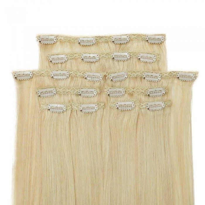 Kriyya 160g Clip In Hair Extensions Blonde Remy Hair Extensions