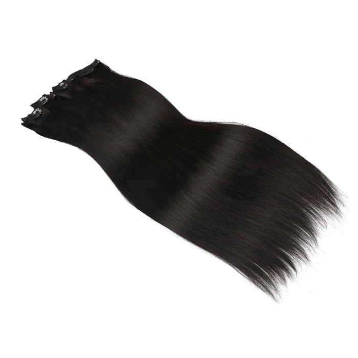 Kriyya 100g Clip In Hair Remy Hair Extensions Natural Black Color