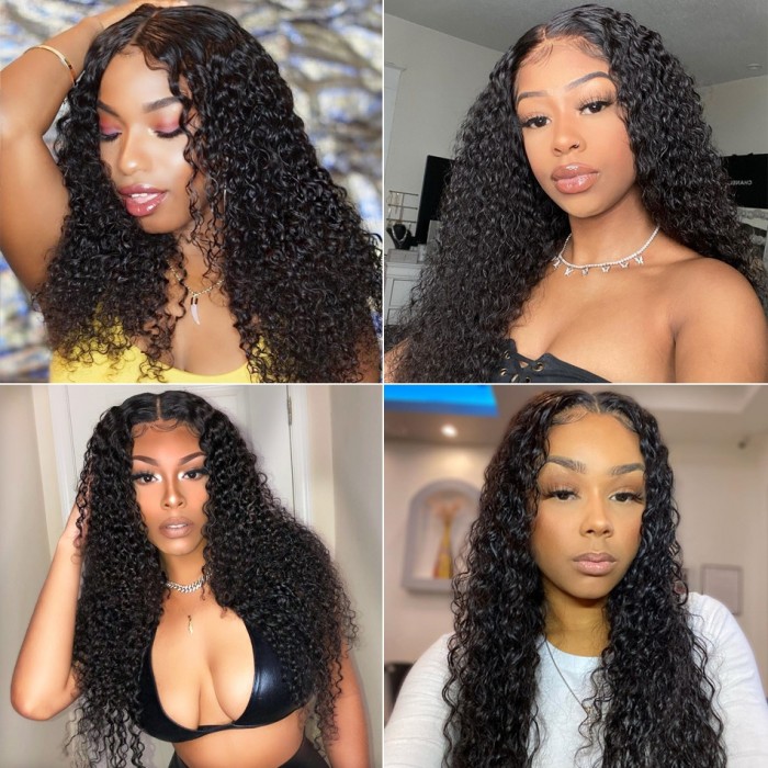 Kriyya 13x4 Jerry Curly Lace Front Human Hair Wigs With Baby Hair 130% Density