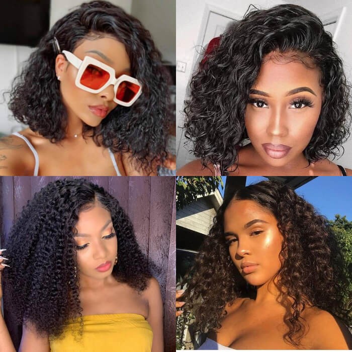 Kriyya 13x4 Transparent Lace Curly Bob Lace Front Wigs 150 Density Wig