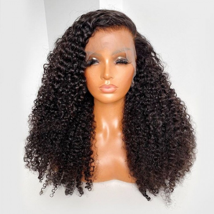 Kriyya Youtuber Same Kinky Curly 4C Human Hair Wig 13x4 Lace Frontal Wig 150% Density Pre Plucked Wig With Baby Hair Beginner Friendly