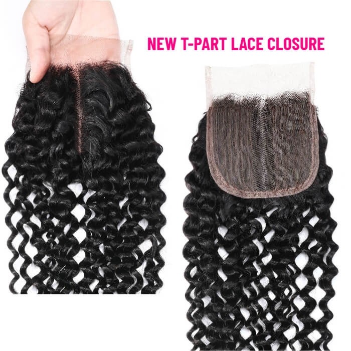 Kriyya Malaysian Hair Weave Curly Hair 4 Bundles With 4X4 Lace Closure Natural Color