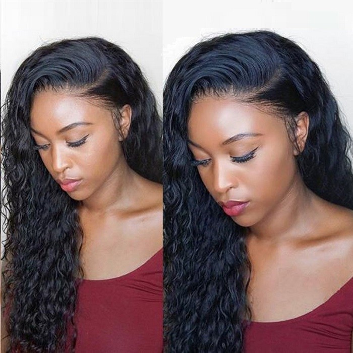 Kriyya Curly Human Hair Transparent Lace Front Wig Pre Plucked 13x4 Lace Wig 180% Density 