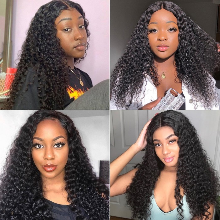 Kriyya New Design 150% Density Deep Wave Wigs Human Hair 13x4 Lace Front Wigs