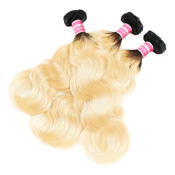 Kriyya 3 Bundles T1B/613 Ombre Peruvian Body Wave Virgin Hair With 4x4 Inch Lace Closure