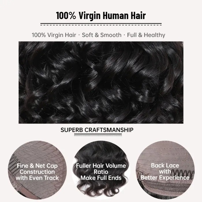 Kriyya Deep Wave Hair Peruvian Human Hair Weave 4 Pcs 7A Human Hair