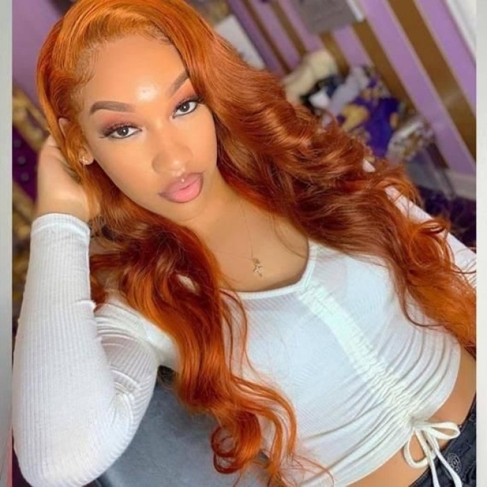 Long Wigs From $99! Ginger Color Middle Lace Part Body Wave Human Hair Wigs