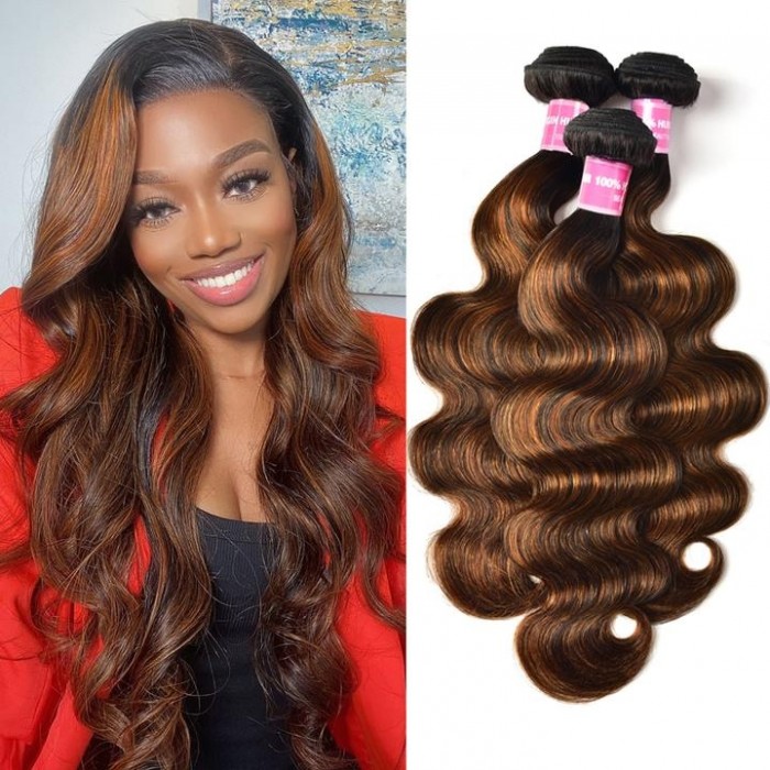 Kriyya Brown Balayage #1B/30 Highlight Color Body Wave Human Virgin Hair  Bundles Deal | Kriyya.Com