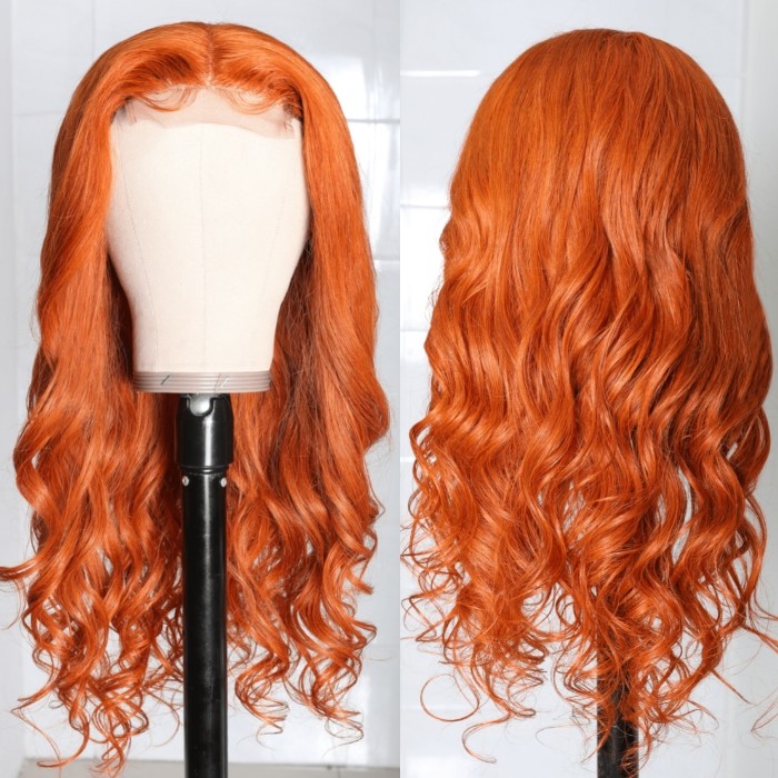 Long Wigs From $99! Ginger Color Middle Lace Part Body Wave Human Hair Wigs