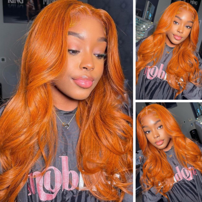 Kriyya Cinnamon Orange Ginger Color Body Wave 13X4 Lace Front Wig With Baby  Hair At A Favorable Price 