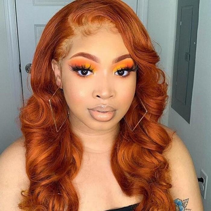 Long Wigs From $99! Ginger Color Middle Lace Part Body Wave Human Hair Wigs