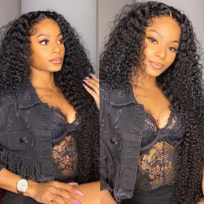 Kriyya 13x4 Jerry Curly Lace Front Human Hair Wigs With Baby Hair 150% Density Wigs Favorable Price