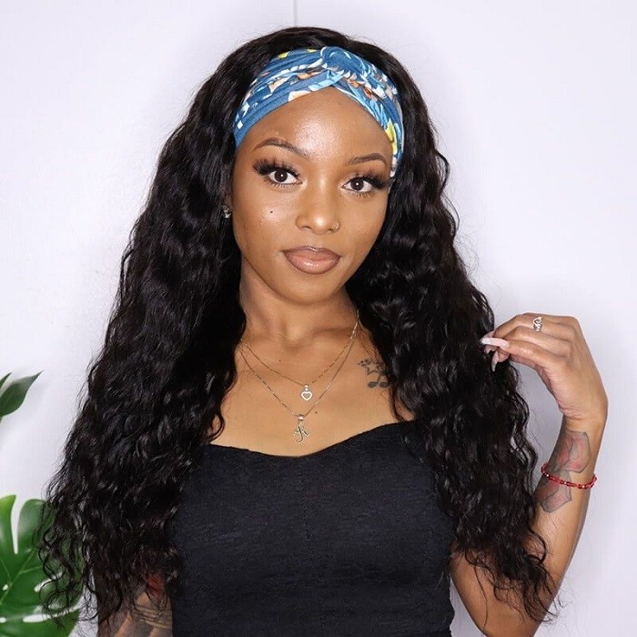Kriyya Water Wave Headband Wigs 150% Density Glueless Wigs Natural Color 14-26 Inch